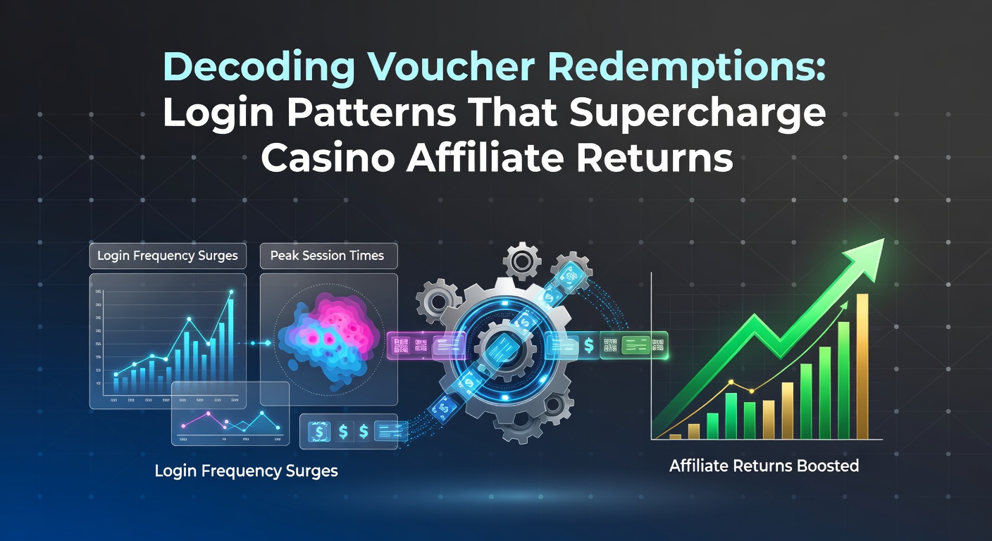 Grafik zeigt Login-Aktivitäten und Voucher-Redemptions in einem Casino-Affiliate-Dashboard, mit steigenden Kurven für Renditen