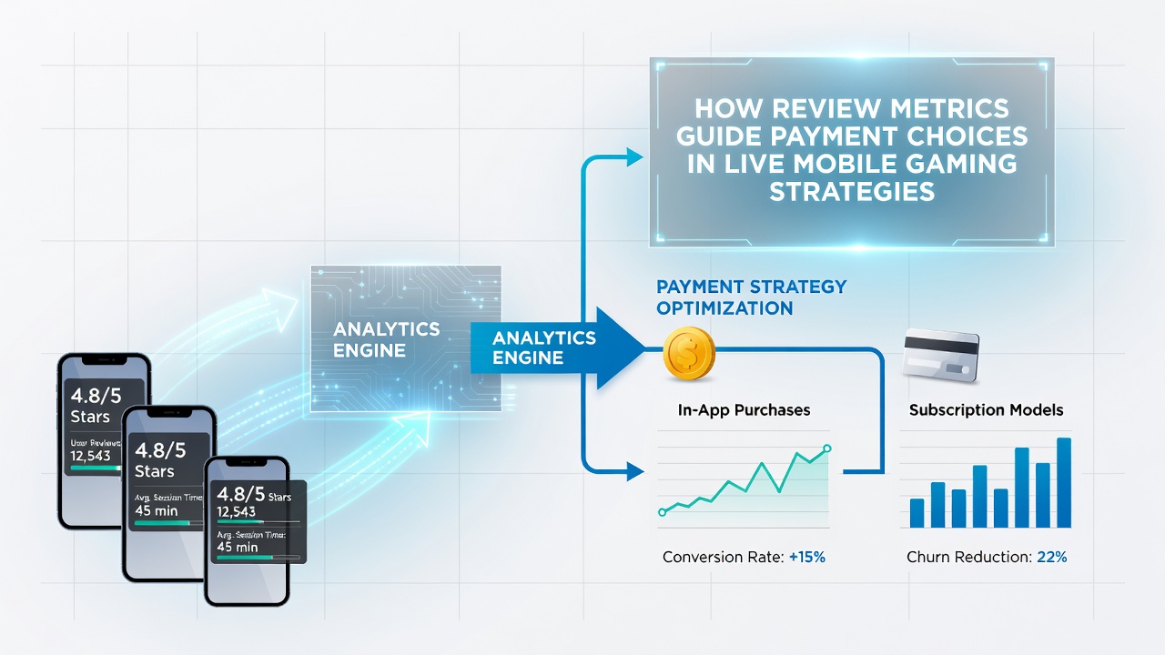 Darstellung von Zahlungsflüssen und Metrik-Analysen in Live-Mobile-Gaming-Strategien
