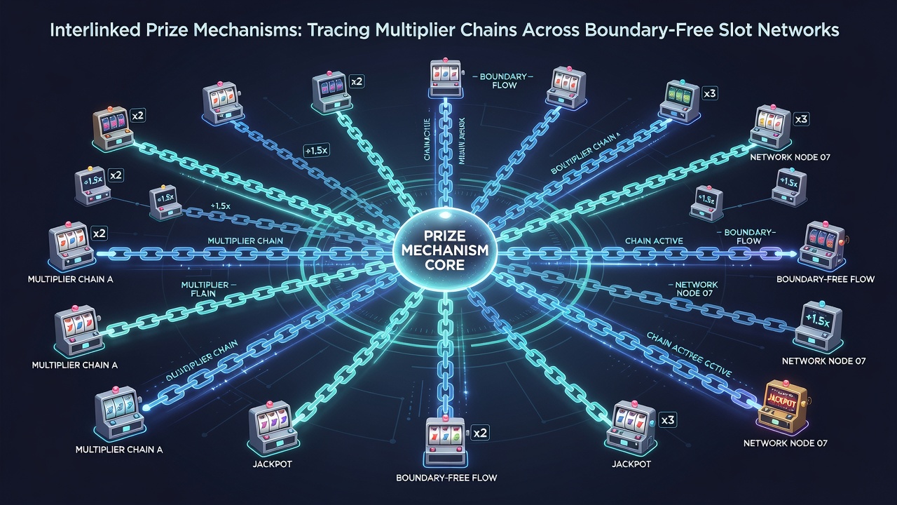 Visualisierung von Multiplikator-Ketten und deren Verlauf in vernetzten Slot-Umgebungen