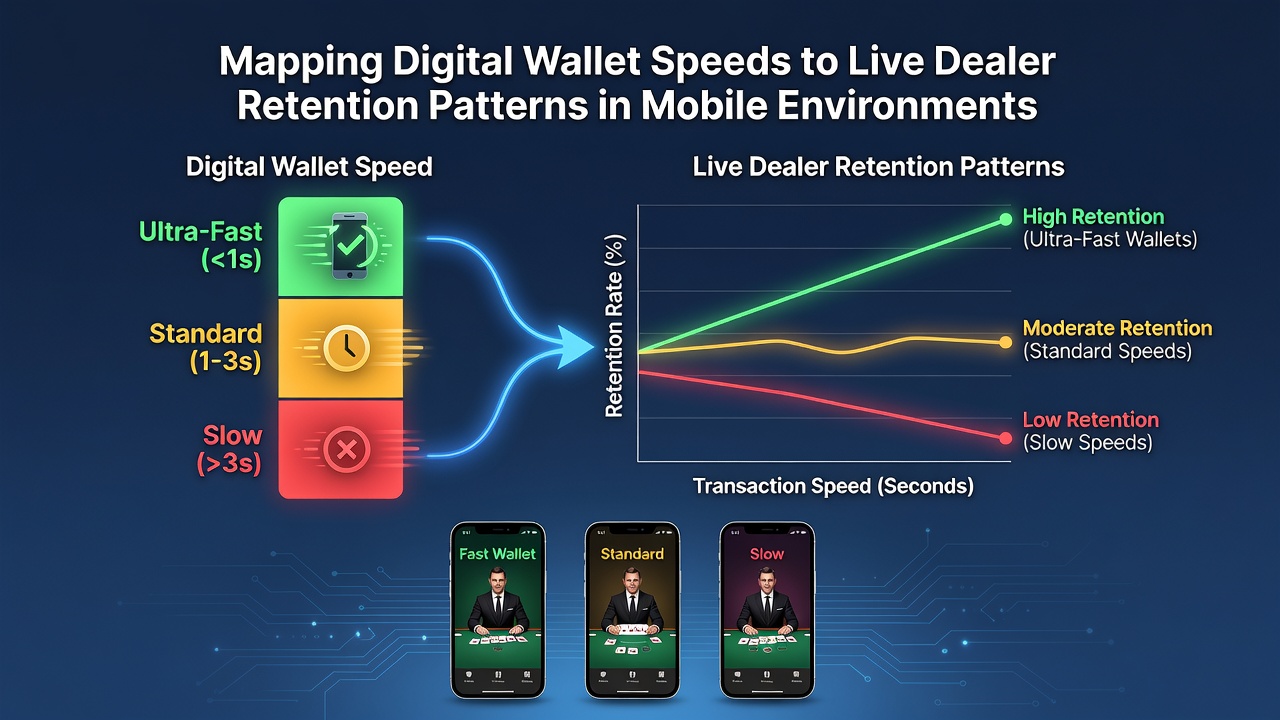 Grafik zu Transaktionsgeschwindigkeiten und Spielerbindung in mobilen Live-Casinos