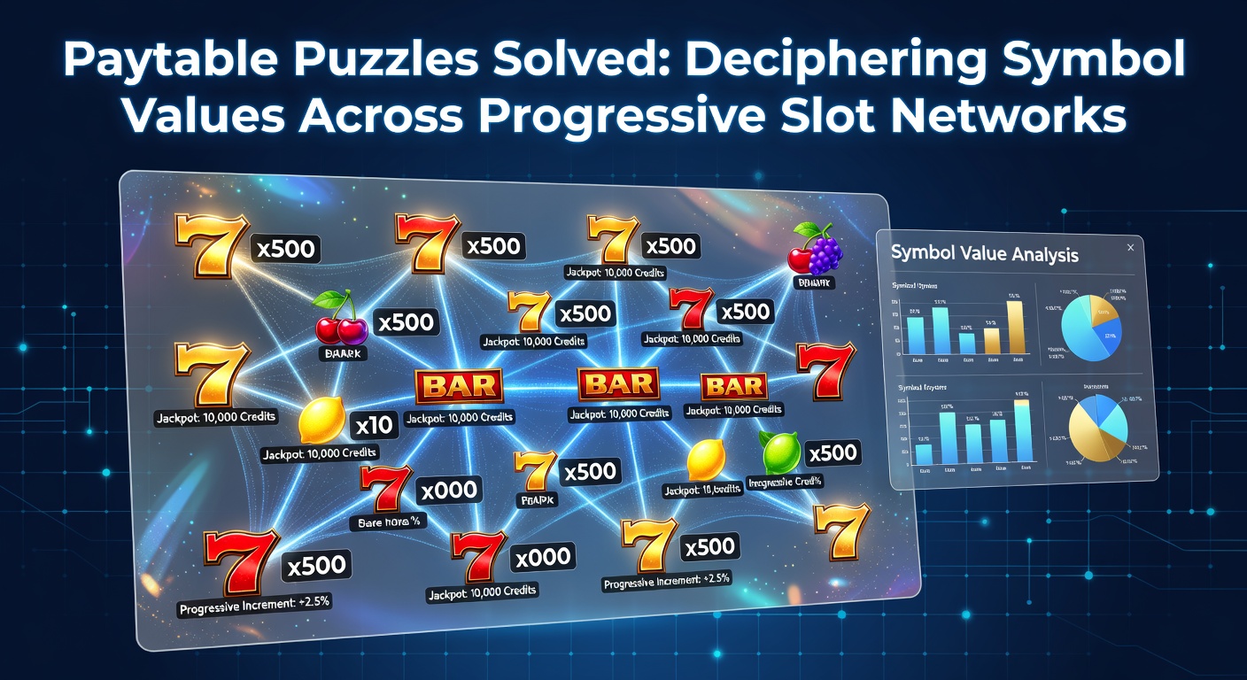 Grafische Darstellung einer Slot-Paytable mit progressivem Jackpot-Indikator und Symbolwerten