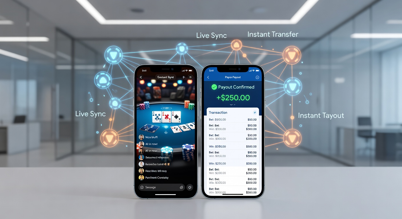 Darstellung der technischen Synchronisation zwischen Live-Interaktion und Sofortauszahlung in mobilen Glücksspiel-Apps