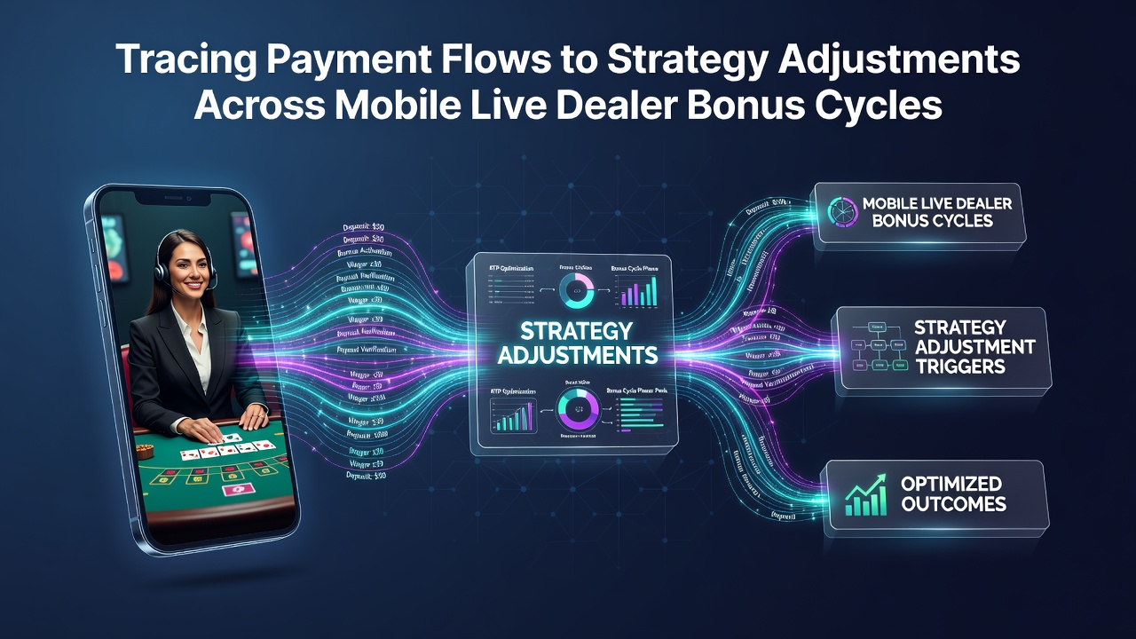 Diagramm zeigt Zahlungsflüsse in mobilen Live-Dealer-Systemen mit Bonuszyklen
